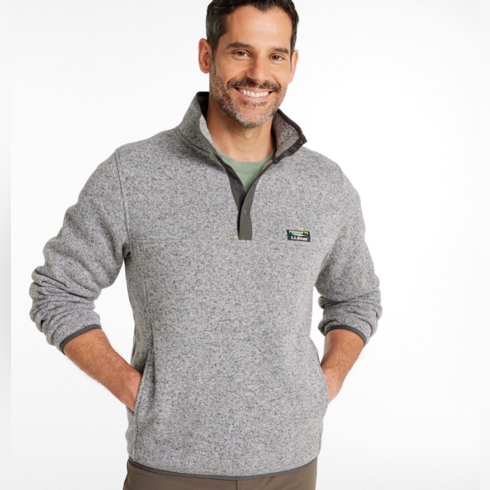 Men's L.L.Bean Sweater Fleece Gray Pullover size XL